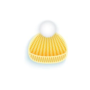 Vector flat knitted winter hat Isolated Stock Illustration