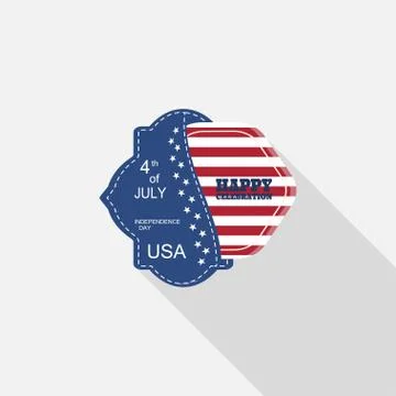 Vector flat label for Happy celebration of Independence Day with blue pocket, Stock Illustration