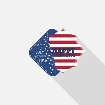 Vector flat label for Happy celebration of Independence Day with blue pocket, Stock Illustration