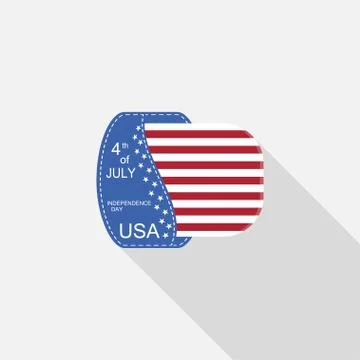 Vector flat label of Independence Day with blue pocket, stripe with american Stock Illustration