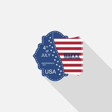 Vector flat label for Independence Day with blue pocket, insert square with a Stock Illustration