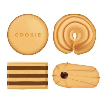 Vector Flat Lay Assorted Cookies Collection Stock Illustration