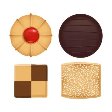 Vector Flat Lay Assorted Cookies Collection Stock Illustration