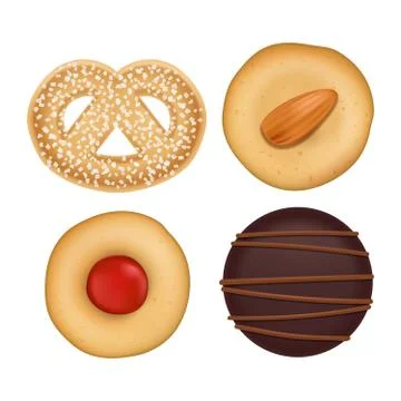 Vector Flat Lay Assorted Cookies Collection Stock Illustration