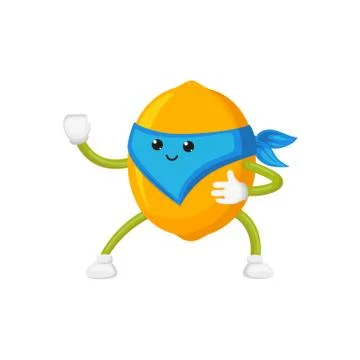 Vector flat lemon ninja character in mask Illustrazione stock