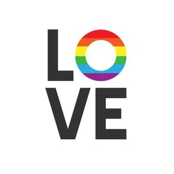 Vector flat lgbt rainbow flag love lettering Stock Illustration