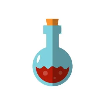 Vector flat magic bottle illustration. Potion bottle icon of witch magic elixir Stock Illustration