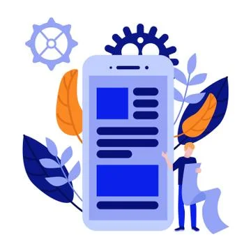 Vector flat man with kanban scrum agile board Stock Illustration