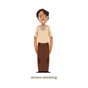 Vector flat man with severe sweating Stock Illustration