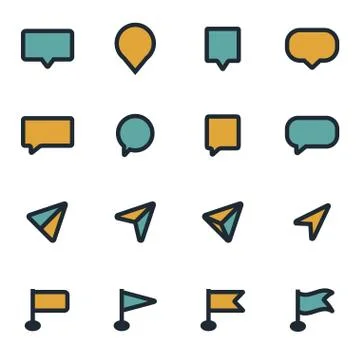 Vector flat map pointer icons set Stock Illustration