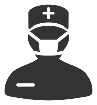 Vector Flat Masked Doctor Icon Illustrazione stock