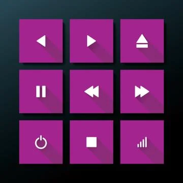 Vector flat media icon set Stock Illustration