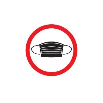 Vector flat medical face mask in red circle Stock Illustration