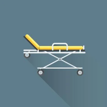 Vector flat medical stretcher on wheels illustration icon. イラスト素材
