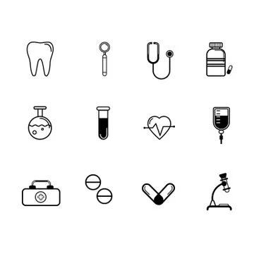 Vector flat medicine icons set Stock Illustration