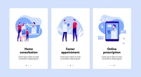 Vector flat medicine vertical step banner template set. Stock Illustration