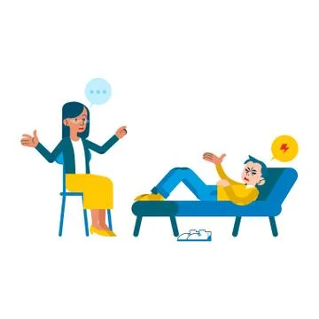 Vector flat mental therapy session man woman Stock Illustration