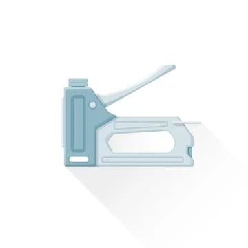 Vector flat metal staple gun illustration icon. Stock Illustration
