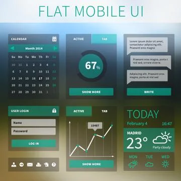 Vector flat Mobile Web UI interface Illustrazione stock