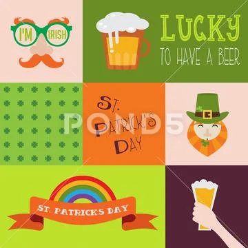 Vector flat modern creative concept design on Saint Patricks Day party. party Stock Illustration
