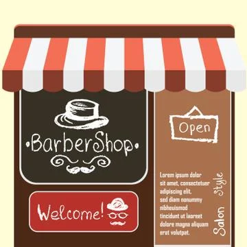 Vector flat modern illustration barber shop. Stock Illustration
