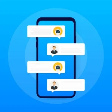 Vector flat modern style cartoon character illustration icon design. Chat bot Stock Illustration