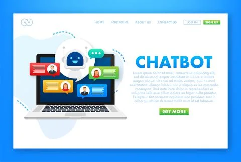 Vector flat modern style cartoon character illustration icon design. Chat bot Stock Illustration