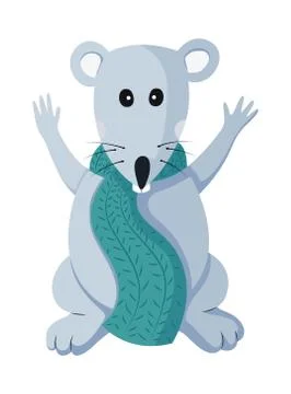 Vector flat mouse animal illustration for Christmas and new year symbol element イラスト素材