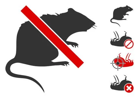 Vector Flat No Rat Icon with Bonus Icons Illustrazione stock