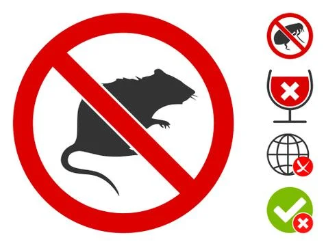 Vector Flat No Rats Icon with Bonus Icons 스톡 일러스트