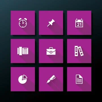 Vector flat office icon set Stock Illustration