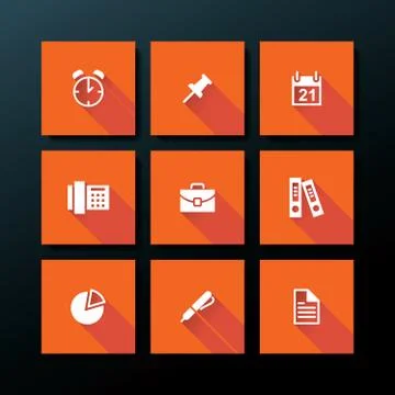 Vector flat office icon set Stock Illustration