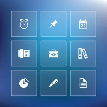 Vector flat office icon set Stock Illustration