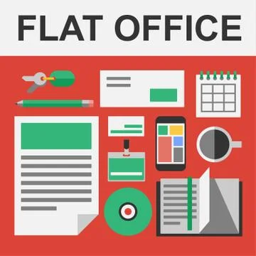 Vector flat office set Stock Illustration