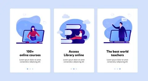 Vector flat online education step vertical banner template. Stock Illustration