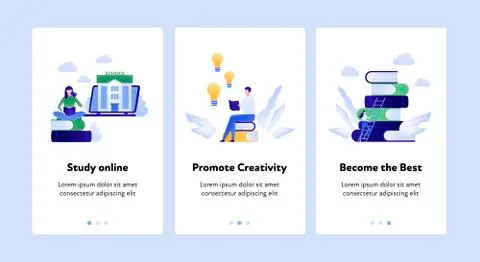 Vector flat online education step vertical banner template. Stock Illustration