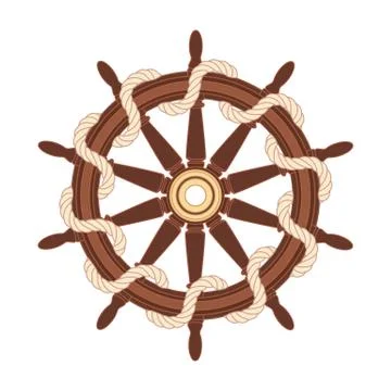 Vector flat outline boat rope handwheel Stock Illustration