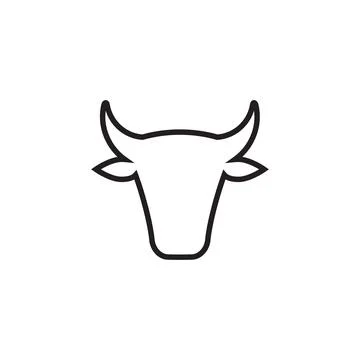 Vector flat outline bull head silhouette icon Stock Illustration