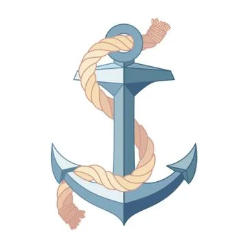 Vector flat outline sea icon Anchor Illustrazione stock