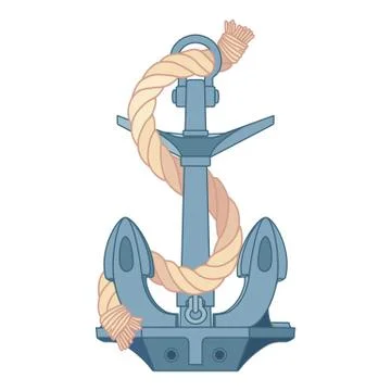 Vector flat outline sea icon Anchor Stock Illustration