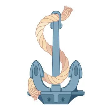 Vector flat outline sea icon Anchor Illustrazione stock