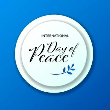 Vector flat peace day banner template. Paper cut 3d circle frame with shadow Illustrazione stock