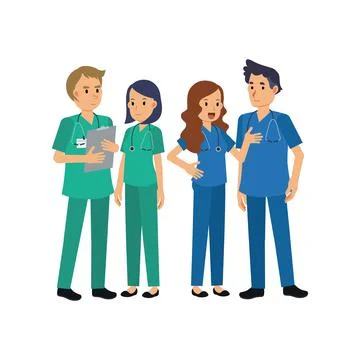 Vector flat people cartoon character of Group of doctors and medical staff. M Stock Illustration