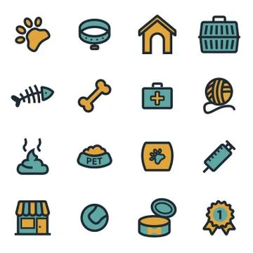 Vector flat pet icons set イラスト素材