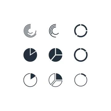 Vector flat pie chart diagram icon set illustration . Ilustración de archivo