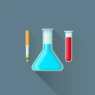 Vector flat pipette flask test-tube illustration icon. Stock Illustration