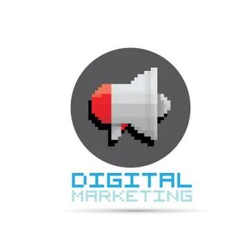 Vector flat pixel art megaphone icon Illustrazione stock