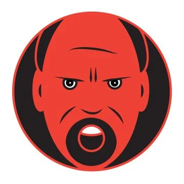 Vector flat portrait of an angry man. Vector icon Stock Illustration