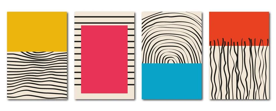 Vector flat poster. Minimalist illustrations with geometric shapes and bright Illustrazione stock