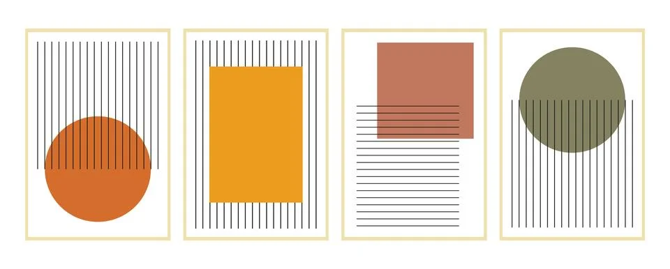 Vector flat poster. Minimalist illustrations with geometric shapes, lines and Stock Illustration